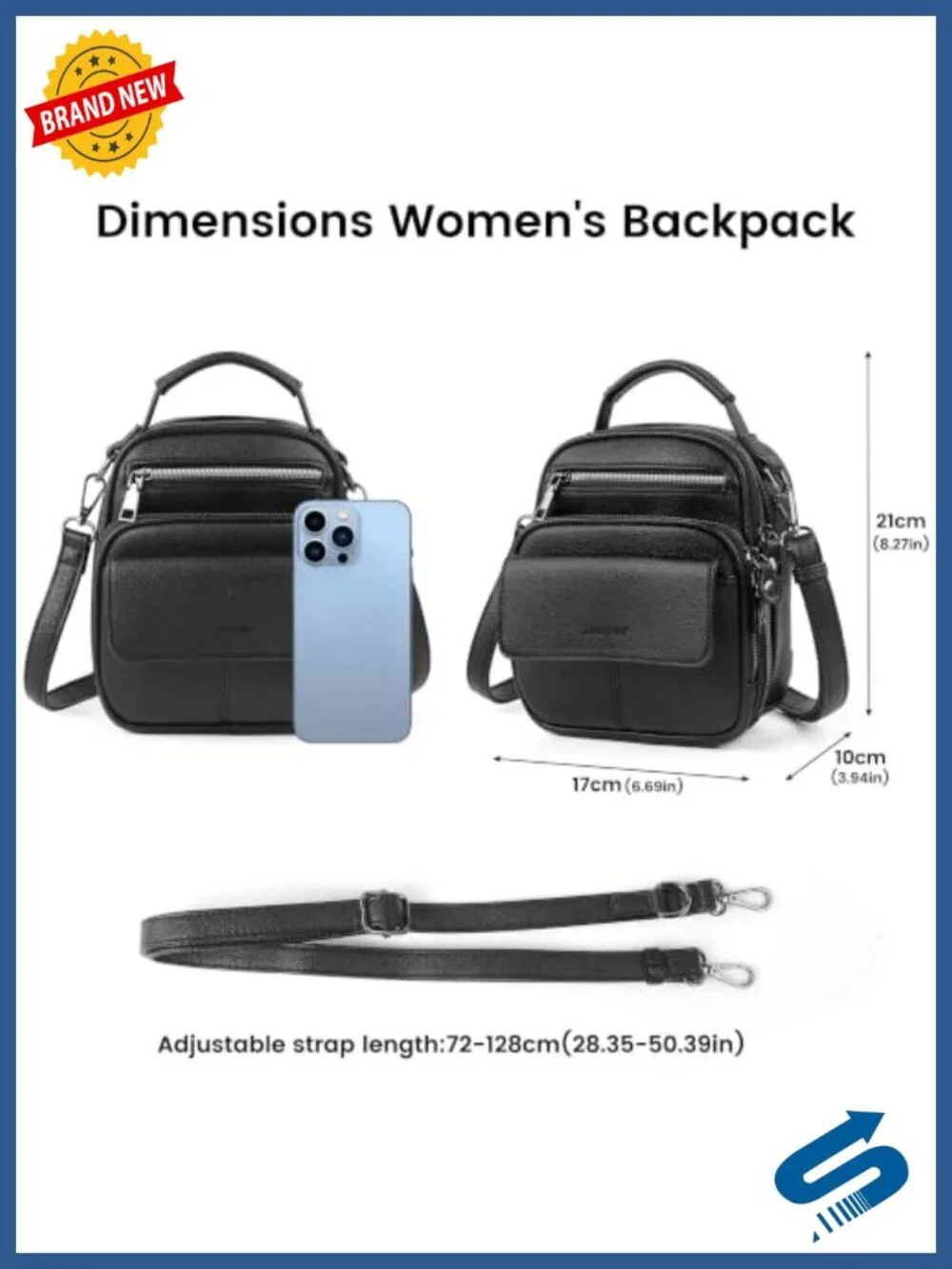 Mini Vegan Leather Backpack Purse with RFID Protection, Detachable Pouch